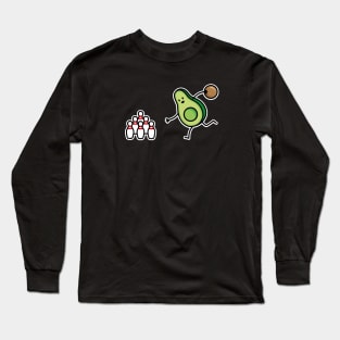 Funny avocado bowling cartoon bowling player gift Long Sleeve T-Shirt